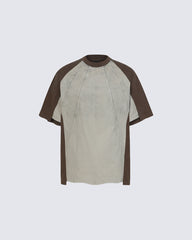 American Deconstructed Colorblock Casual Tee New