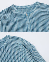 Vintage Distressed Zip Knit