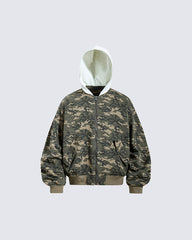 American Fake Two-Piece Patchwork Hooded Jacket