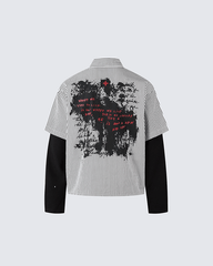 Gothic Graffiti Stripe Layered Shirt