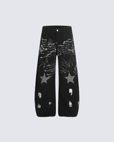 Gothic Streetwear Painted Star Wide Pants