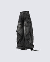 Retro Multi-Pocket Cargo Denim Pants