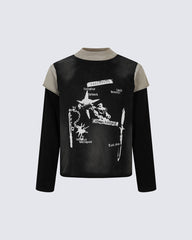 Layered Faux Three-Piece Sports T-Shirt