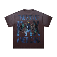 Rare Peace The End Of Time Graphic Oversized Brown T-Shirt