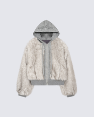 Faux Fur Layered Hooded Jacket