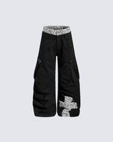 Y2K Leopard Double-Waist Patchwork Cargo Pants
