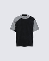 Grunge Vintage Colorblock Washed Short Sleeve Tee