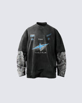 Streetwear Vintage Washed Layered Graphic Hoodie