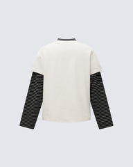 Fake Two-Piece Printed Long Sleeve T-Shirt