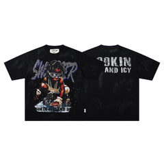 BKYS Roller Skate Kid Rhinestone Black Oversized Graphic T-Shirt