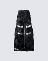 Reflective Distressed Denim Pants