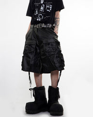 New Coated Zip Utility Cargo Shorts