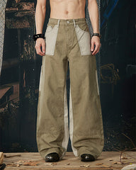 Vintage Chic Two-Tone Cargo Pants