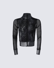 Subculture Mesh Slim-Fit Long Sleeve Top