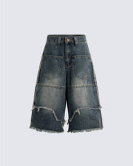 American Vintage Frayed Panel Denim Shorts