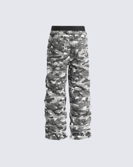 Stacked Camo Streetwear Drawstring Pants