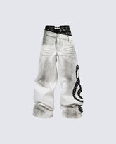 Subculture Inspired Distressed Flared Denim Jeans