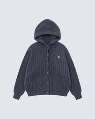 Unisex Drawstring Hooded Casual Knit Sweater