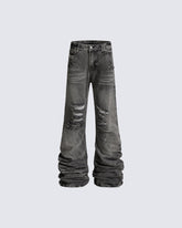 High Street Flared Extra-Long Stacked Jeans