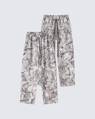 Fleece-Lined Camouflage Print Straight-Leg Pants