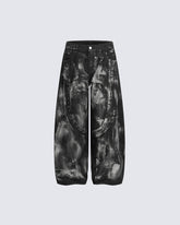 American-Style Distressed Tie-Dye Loose-Fitting Pants