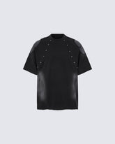 Vintage Spray-Print Distressed Studded New Tee