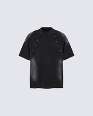 Vintage Spray-Print Distressed Studded New Tee