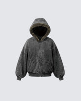 Cropped-Boxy Hoodie in Stone-Washed Cotton