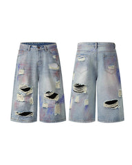 American Graffiti Distressed Denim Shorts