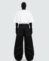 Rebellious Threads—Bold Black Denim Pants