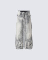 Heavy Washed Spray Vintage Wide Leg Jeans