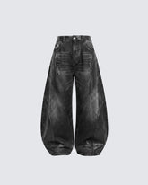 LOW SATURATION-Washed Wide-Leg Denim Pants