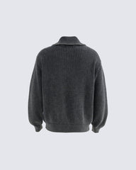 New Simple Solid Color Pocket Knit Sweater