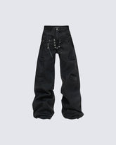 Double Waist Sagging Heavy Denim Pants