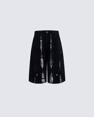 Heavy Washed Distressed Panel Shorts
