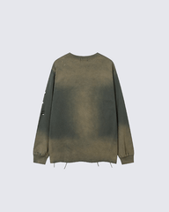 Grunge Distressed Print Oversized Long Sleeve T-Shirt