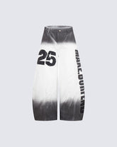 Gradient Number Graphic Wide Leg Denim Pants