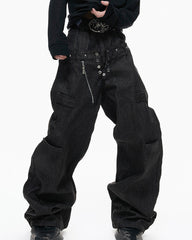 Double Waist Sagging Heavy Denim Pants