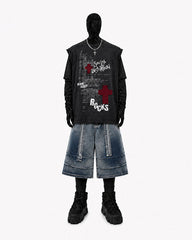 American High-Street Belted Wide-Leg Denim Shorts