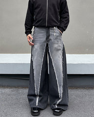 Vintage Washed Patchwork Denim Pants