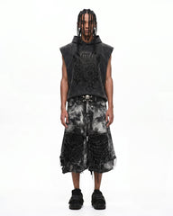 New Raw Hem Ripped Black Jean Shorts