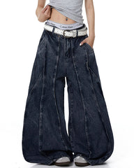 American Wash Patchwork Loose-Fit Denim Pants