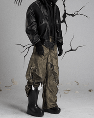 Tactical Textured Wide-Leg Cargo Pants