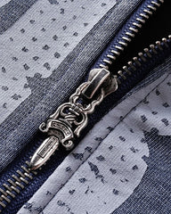 American Street Distressed Print Zip-Up Hoodie