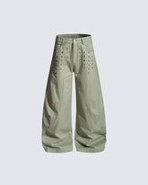 American Street Studded Wide-Leg Cargo Pants