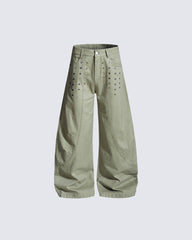 American Street Studded Wide-Leg Cargo Pants
