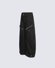 Contrast Stitch Distressed Denim Pants