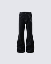American High Street Flared Black Jeans