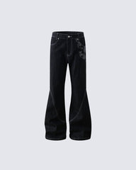 American High Street Flared Black Jeans