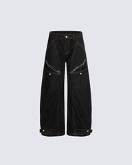 Contrast Stitch Distressed Denim Pants